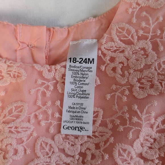 4/$15 18-24M George Sparkle and Lace Tulle Dress Shirt Sleeve Wedding Peach Pink - Picture 6 of 7